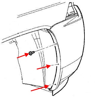 the scheme of fastening of the front bumper of the Jeep Compass (2007-2017)